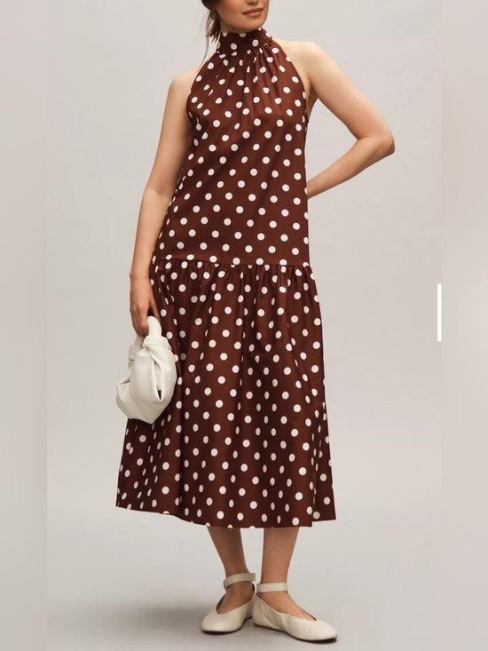 Anthropologie Dresses & Skirts - ANTHROPOLOGIE MAEVE Women’s Halter Drop Waist Polka Dot Print Midi Dress Size XS